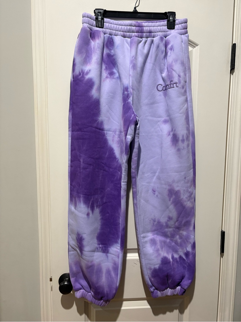 Comfrt Purple Tie Dye Sweatpants Joggers Lavender Size L NWOT - Picture 2 of 6